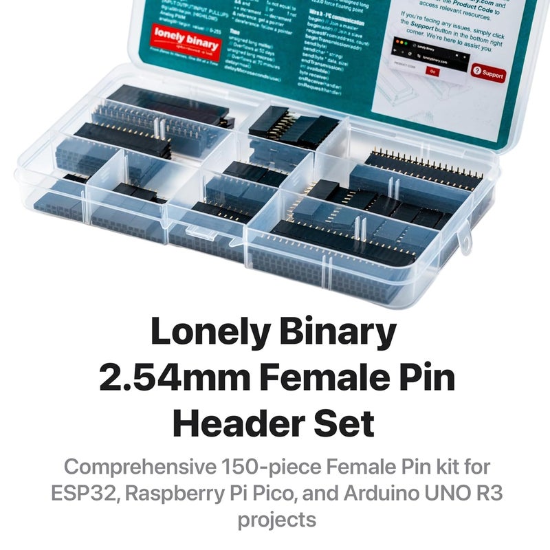 LONELY BINARY 160-Piece 2.54mm Female Pin Header Assortment Kit - Single Row Straight 22/20/19/15/10/8/6/4/3/2-Pin Headers for Arduino ESP32 Raspberry Pi STEM DIY Prototyping - Image 2